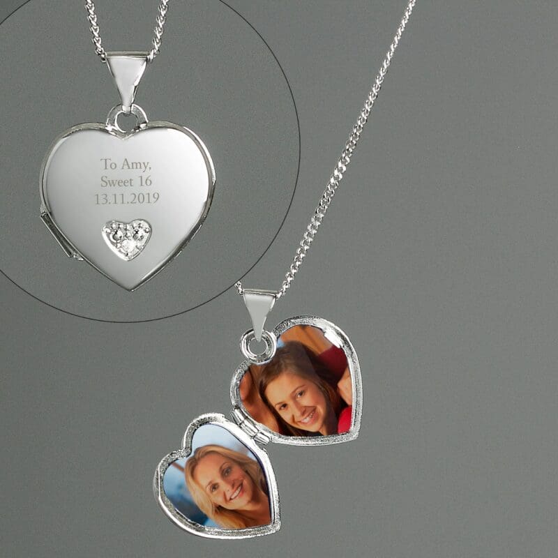 Personalised Children's Sterling Silver and Cubic Zirconia Heart Locket Necklace