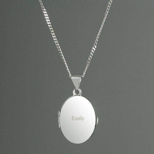 Personalised Sterling Silver Oval Locket Necklace 34 Personalised Sterling Silver Oval Locket Necklace