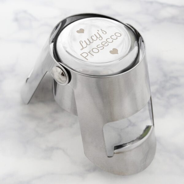 Personalised Heart Motif Prosecco Bottle Stopper 23 Personalised Heart Motif Prosecco Bottle Stopper