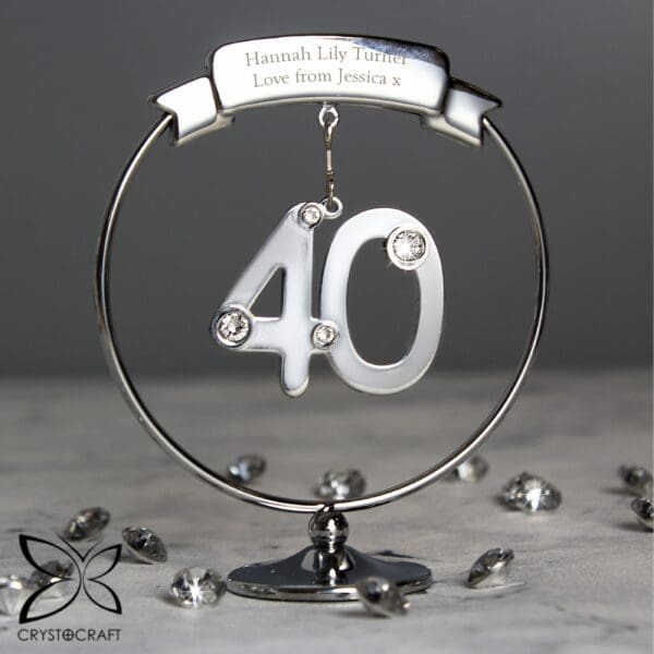 Personalised Crystocraft 40th Celebration Ornament