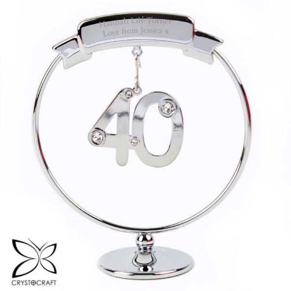 Personalised Crystocraft 40th Celebration Ornament