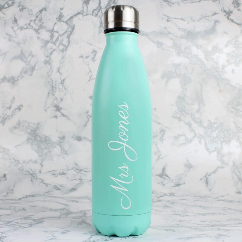 Personalised Mint Green Metal Insulated Drinks Bottle