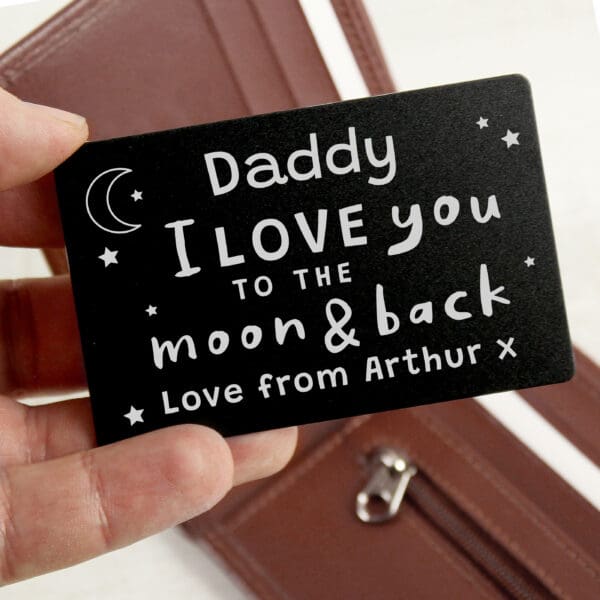 Personalised To The Moon & Back Black Wallet Card