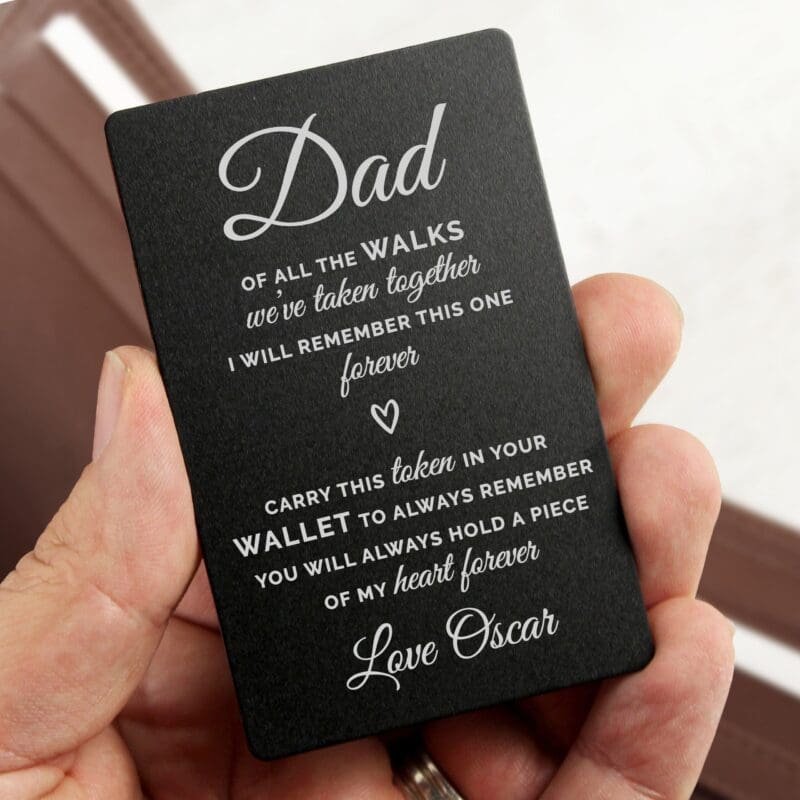 Personalised Of All The Walks Black Wallet Card