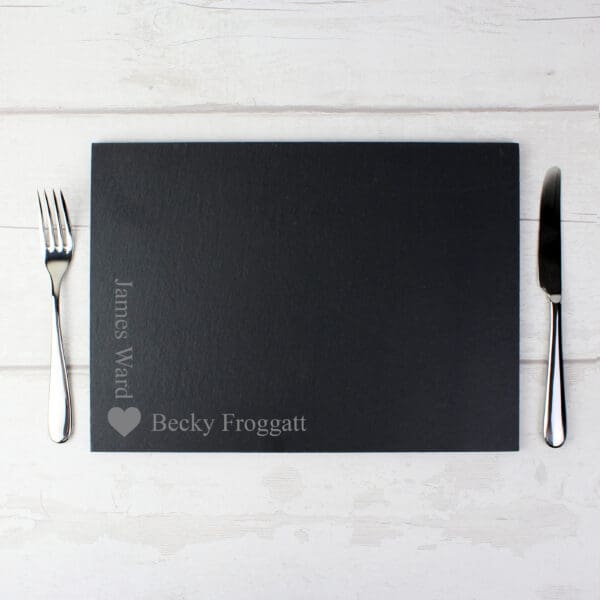 Personalised Heart Motif Slate Placemat