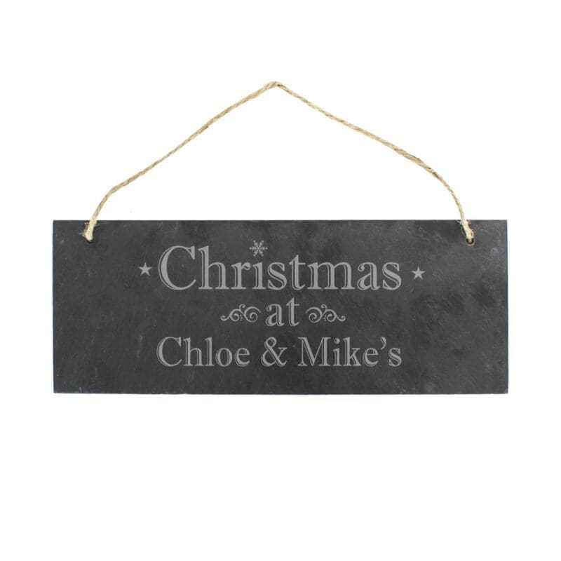 Personalised Christmas Hanging Slate Plaque