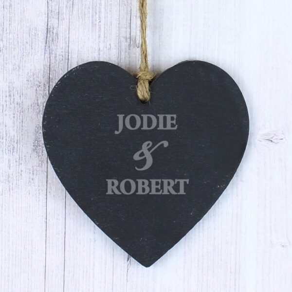Personalised Couples Slate Heart Decoration 10 Personalised Couples Slate Heart Decoration