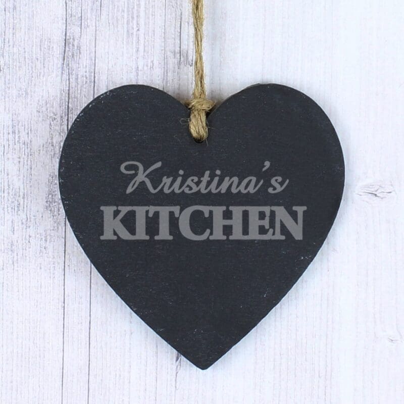 Personalised Kitchen Slate Heart Decoration