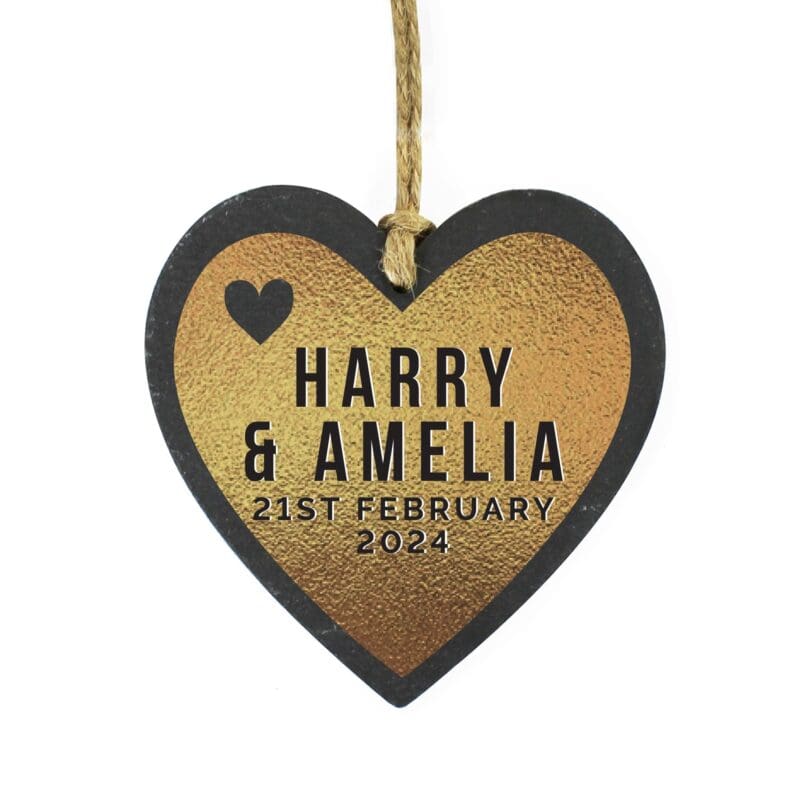 Personalised Gold Slate Heart Decoration