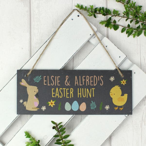Personalised Easter Bunny & Chick Slate Door Plaque 12 Personalised Easter Bunny & Chick Slate Door Plaque