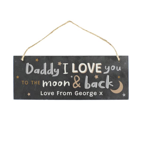 Personalised To the Moon and Back Hanging Slate Plaque