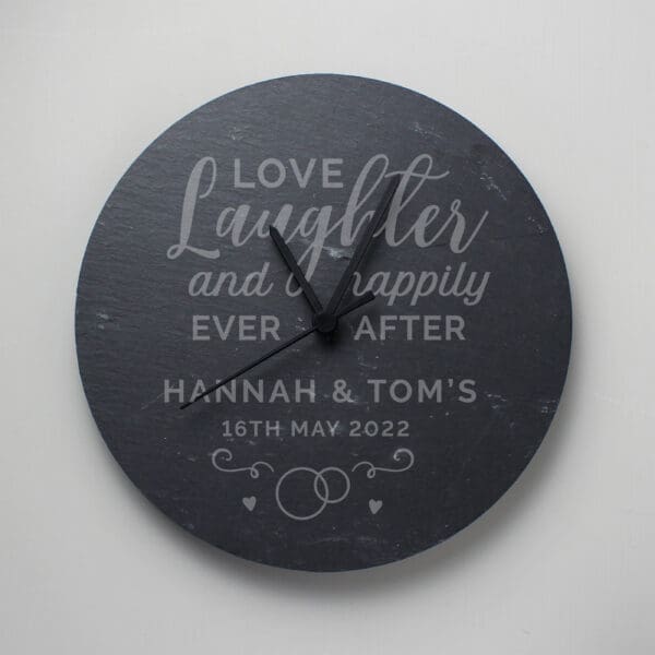 Personalised Love Laughter Slate Clock 18 Personalised Love Laughter Slate Clock