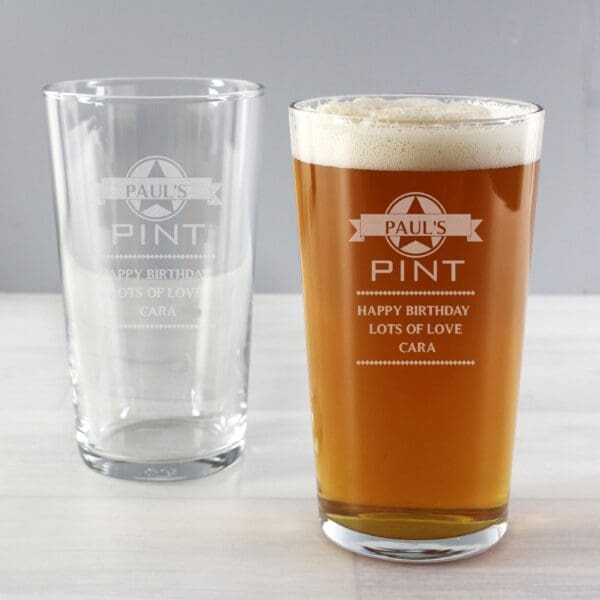 Personalised Diamond Pint Glass 25 Personalised Diamond Pint Glass