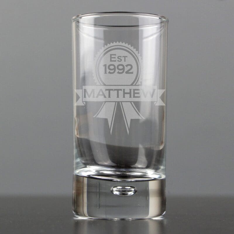 Personalised Established Rosette Bubble Shot Glass