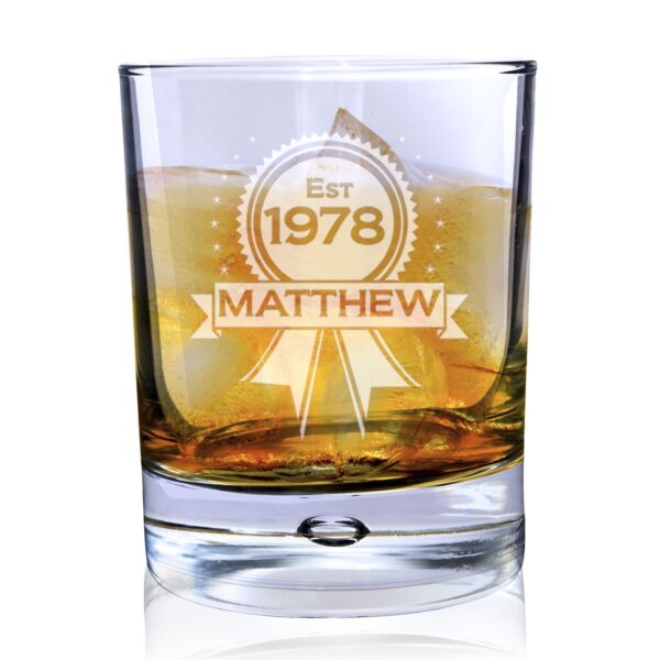 Personalised Established Rosette Tumbler Bubble Glass 1 Personalised Established Rosette Tumbler Bubble Glass