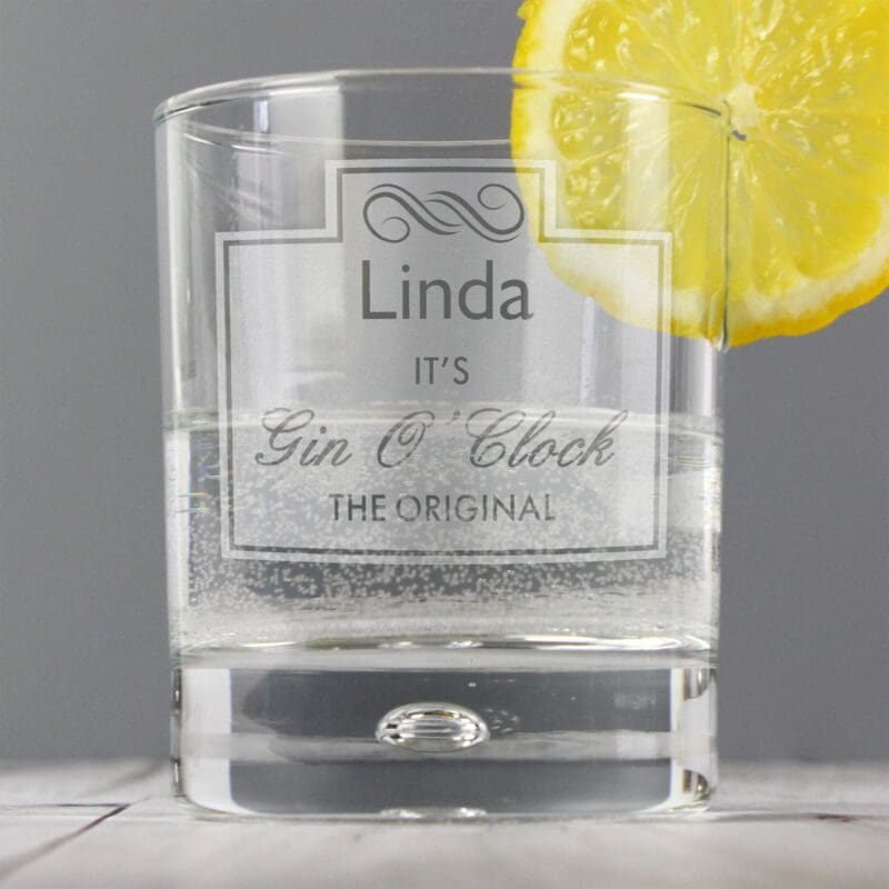 Personalised Gin O'Clock Tumbler Bubble Glass