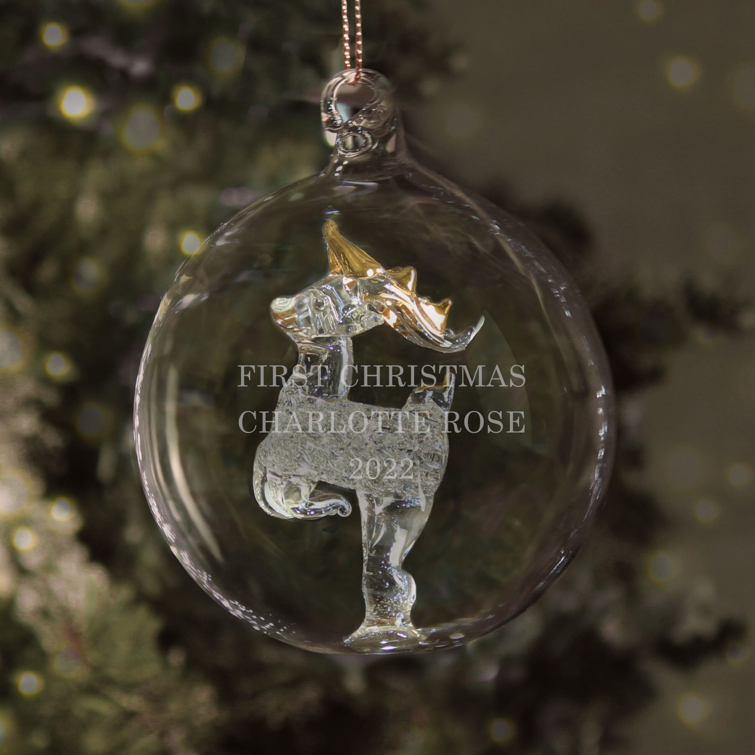 Personalised Glass Reindeer Bauble