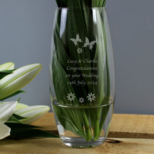 Personalised Butterflies and Flowers Bullet Vase