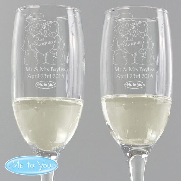 Personalised Me To You Engraved Wedding Pair of Flutes