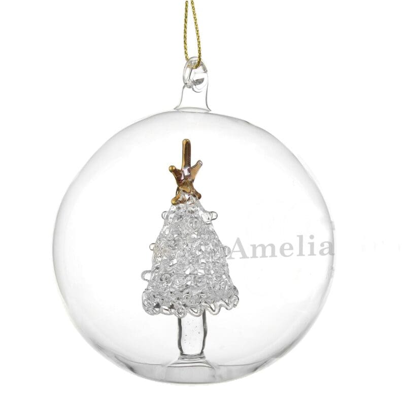 Personalised Name Only Christmas Tree Glass Bauble