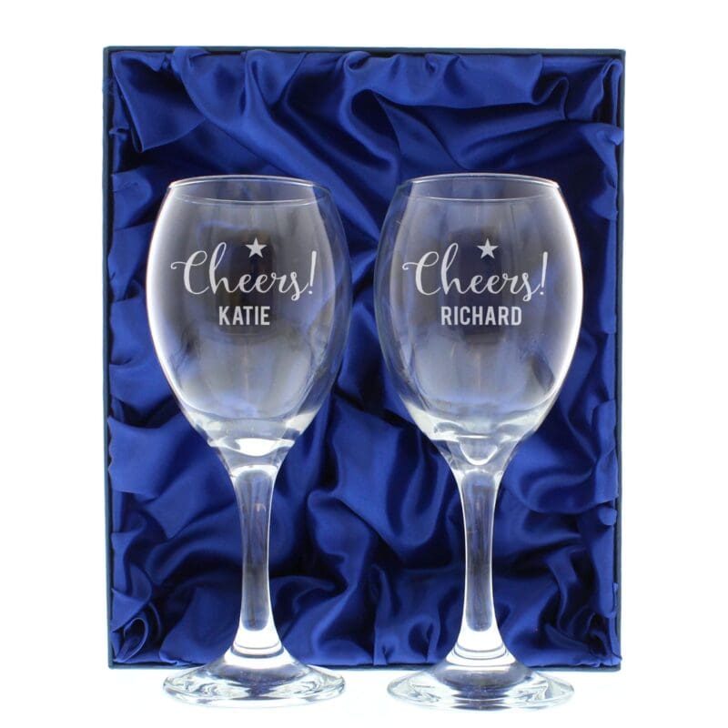 Personalised Cheers Wine Glass Set