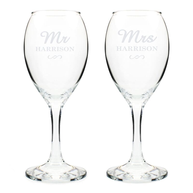 Personalised Mr & Mrs Wine Glass Set