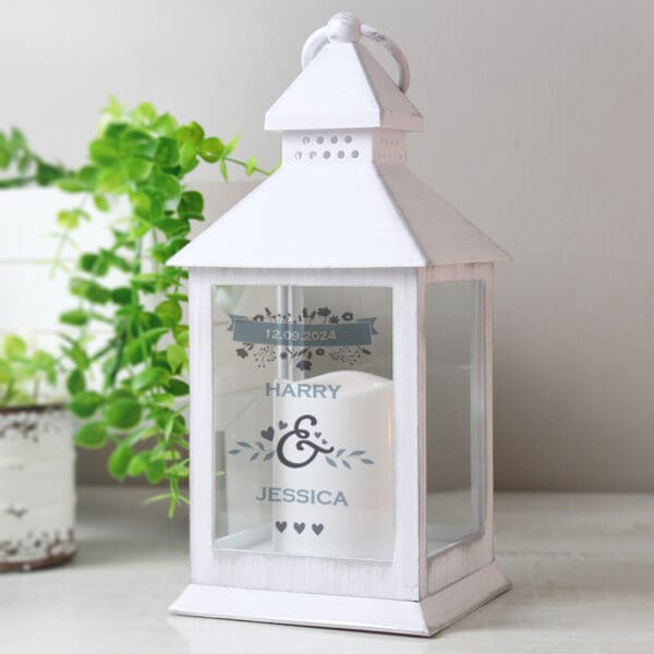 Personalised Couples Special Date White Lantern