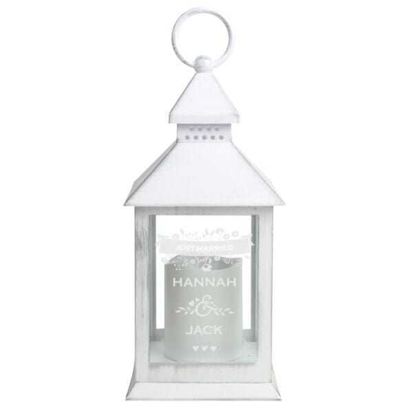 Personalised Couples Special Date White Lantern