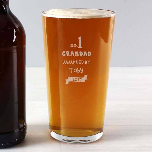 Personalised no.1 Awarded By Pint Glass