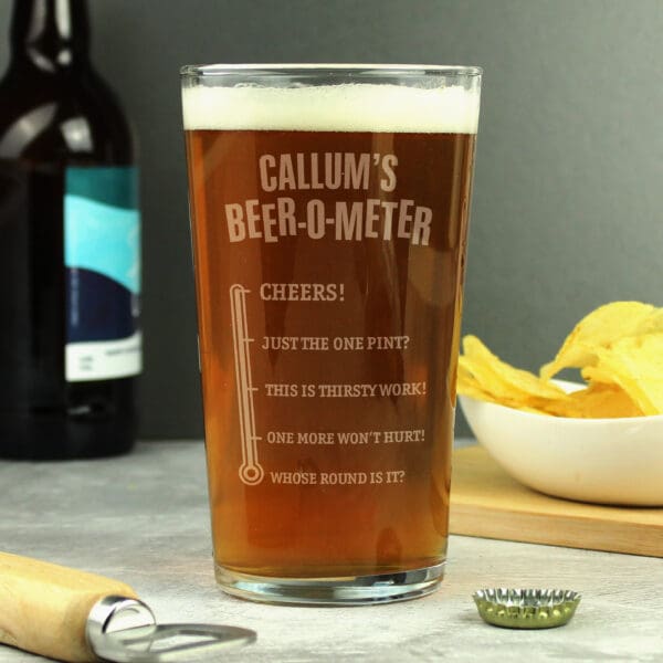 Personalised Beer-o-Meter Pint Glass 23 Personalised Beer-o-Meter Pint Glass