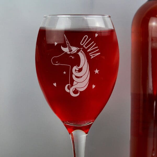 Personalised Unicorn Engraved Wine Glass