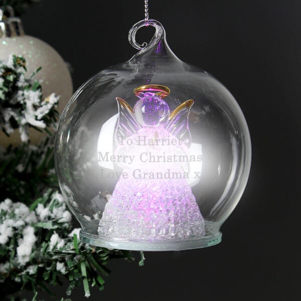 Personalised Christmas Message LED Angel Bauble