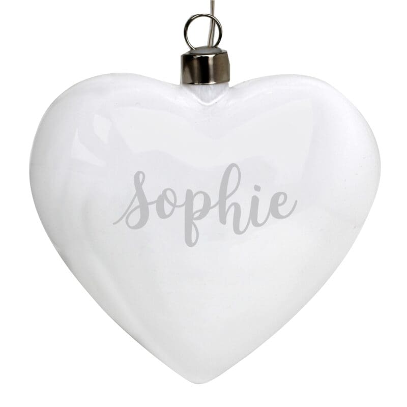 Personalised Name Only LED Hanging Glass Heart