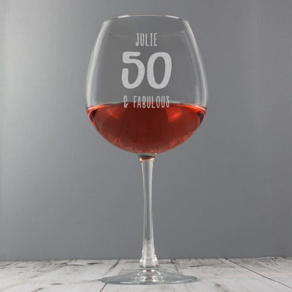 Personalised Big Age Bottle of Wine Glass