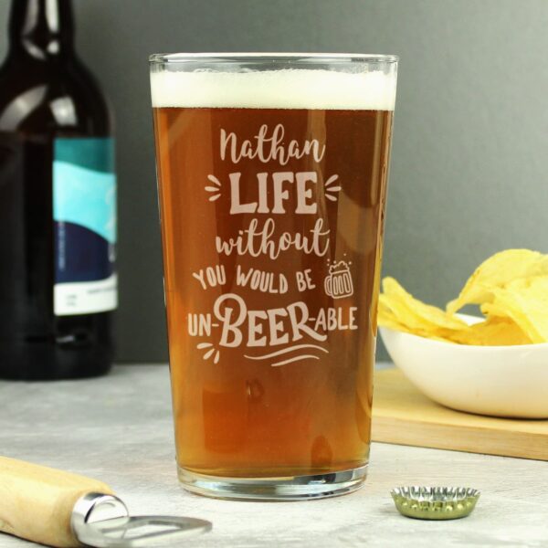 Personalised Un-beer-able Pint Glass 36 Personalised Un-beer-able Pint Glass