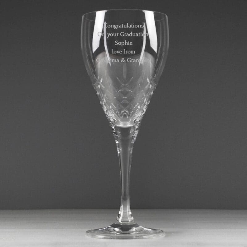 Personalised Cut Crystal Wine Glass