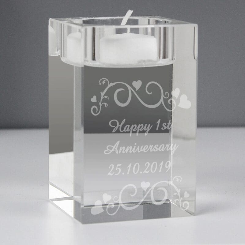 Personalised Ornate Swirl Glass Tea Light Candle Holder