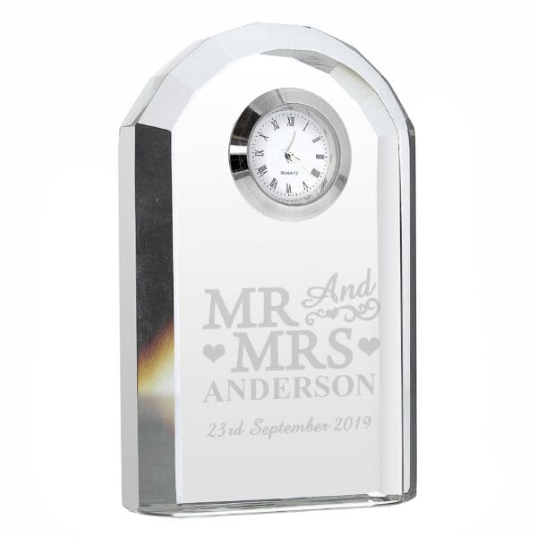 Personalised Mr & Mrs Crystal Clock
