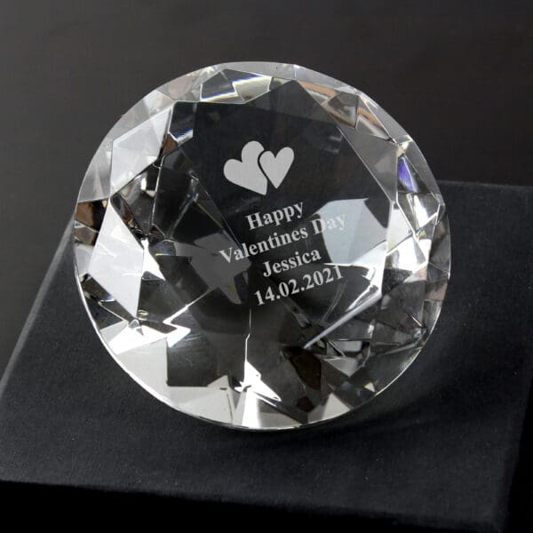 Personalised Heart Motif Diamond Paperweight