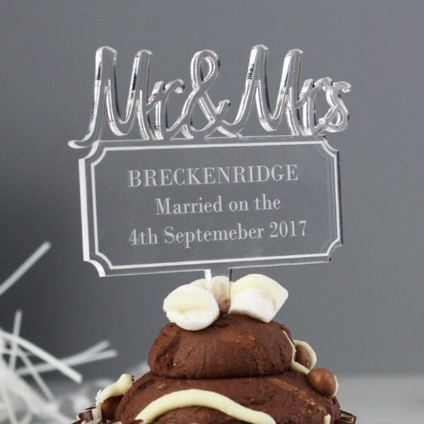 Personalised Mr & Mrs Plaque Acrylic Cake Topper