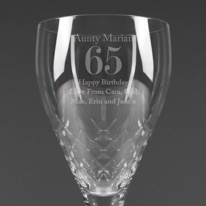 Personalised Big Age Cut Crystal Wine Glass