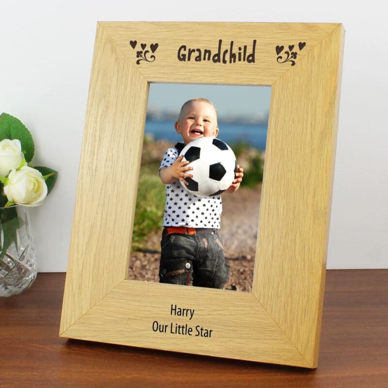 Personalised Oak Finish 6x4 Grandchild Photo Frame