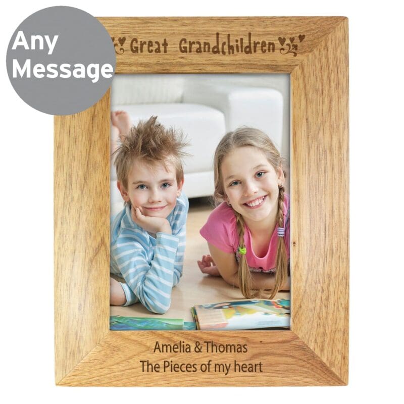 Personalised Great Grandchildren 5x7 Wooden Photo Frame