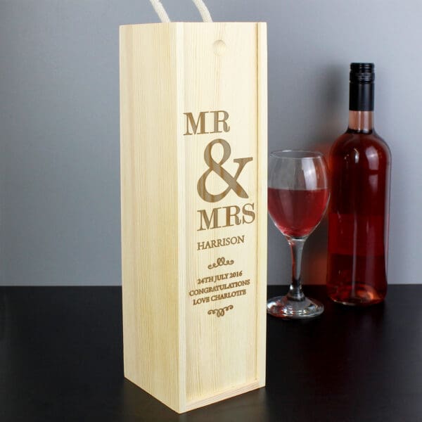 Personalised Couples Wooden Wine Bottle Box