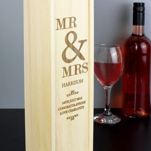 Personalised Couples Wooden Wine Bottle Box