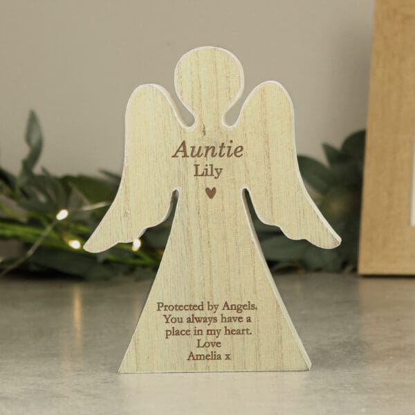 Personalised Rustic Wooden Angel Decoration