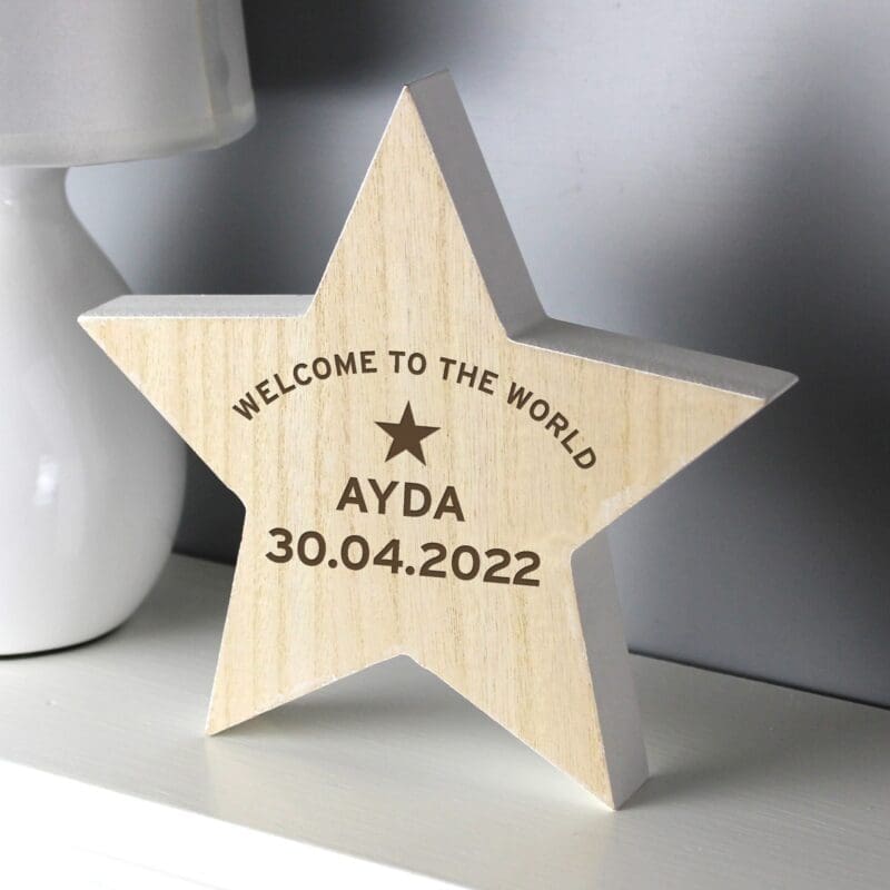 Personalised Rustic Wooden Star Decoration
