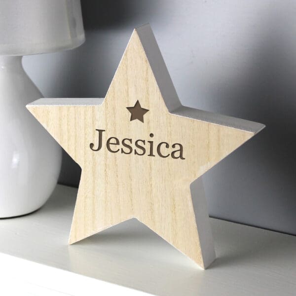 Personalised Any Name Rustic Wooden Star Decoration 28 Personalised Any Name Rustic Wooden Star Decoration