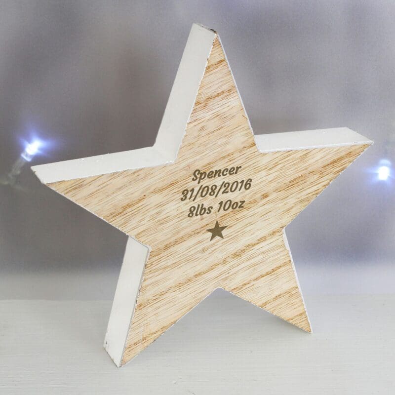 Personalised Star Motif Rustic Wooden Star Decoration