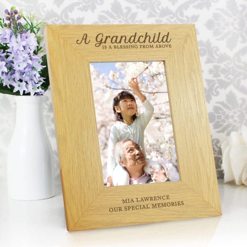 Personalised A Grandchild Is A Blessing 6x4 Oak Finish Photo Frame